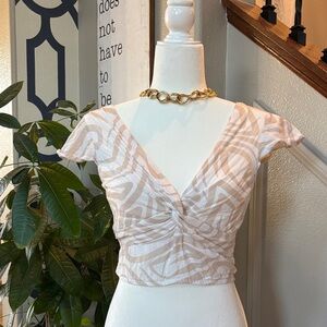 Zebra Cream & White Retro 90's inspired crop Top 🤩